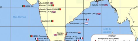 Carte des comptoirs européens de l'Inde